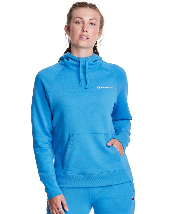 Champion Powerblend Script Logo Kadın Kapşonlu Sweatshirt Mavi ( KDUBGP714 )